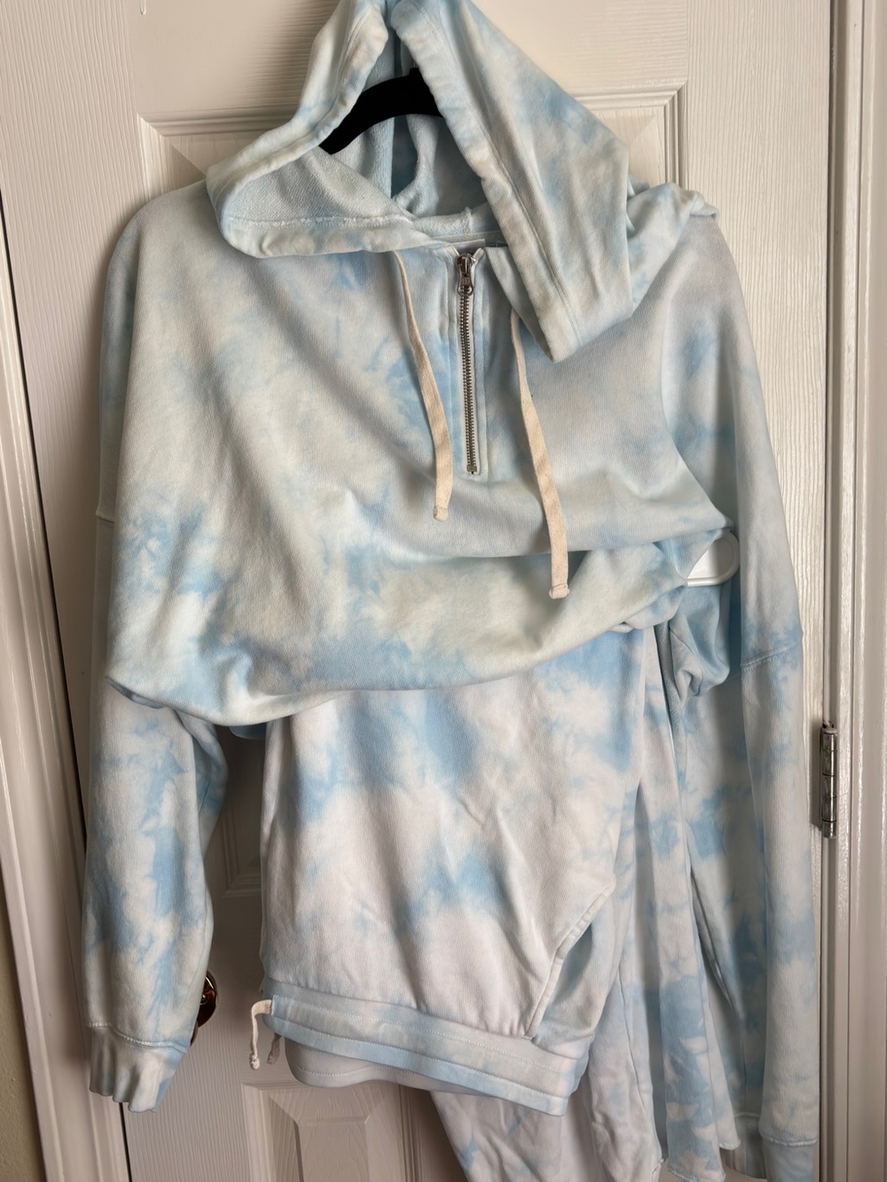 GAP Pale Blue Tie-Dye Half-Zip Hoodie